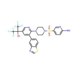 Nc1ccc(S(=O)(=O)N2CCN(c3ncc(C(O)(C(F)(F)F)C(F)(F)F)cc3-c3ccc4scnc4c3)CC2)cn1 ZINC000299829892