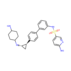 Nc1ccc(S(=O)(=O)Nc2cccc(-c3ccc([C@H]4C[C@@H]4NC4CCC(N)CC4)cc3)c2)cn1 ZINC000149723625
