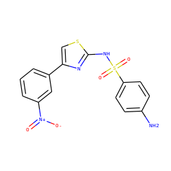 Nc1ccc(S(=O)(=O)Nc2nc(-c3cccc([N+](=O)[O-])c3)cs2)cc1 ZINC000013776378