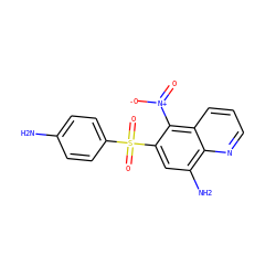 Nc1ccc(S(=O)(=O)c2cc(N)c3ncccc3c2[N+](=O)[O-])cc1 ZINC000029482330