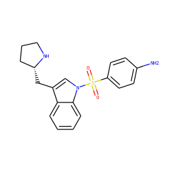 Nc1ccc(S(=O)(=O)n2cc(C[C@@H]3CCCN3)c3ccccc32)cc1 ZINC000028526360