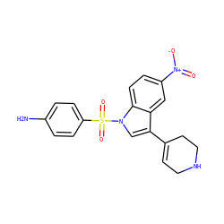 Nc1ccc(S(=O)(=O)n2cc(C3=CCNCC3)c3cc([N+](=O)[O-])ccc32)cc1 ZINC000028127759