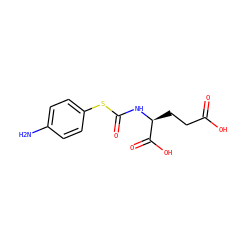 Nc1ccc(SC(=O)N[C@@H](CCC(=O)O)C(=O)O)cc1 ZINC000013795335