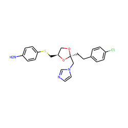 Nc1ccc(SC[C@H]2CO[C@@](CCc3ccc(Cl)cc3)(Cn3ccnc3)O2)cc1 ZINC000000598352