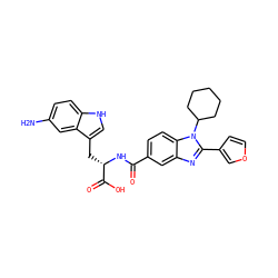 Nc1ccc2[nH]cc(C[C@H](NC(=O)c3ccc4c(c3)nc(-c3ccoc3)n4C3CCCCC3)C(=O)O)c2c1 ZINC000028091847