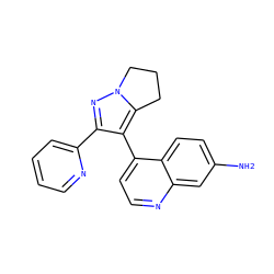 Nc1ccc2c(-c3c(-c4ccccn4)nn4c3CCC4)ccnc2c1 ZINC000034279807