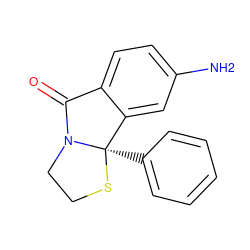 Nc1ccc2c(c1)[C@@]1(c3ccccc3)SCCN1C2=O ZINC000005939214