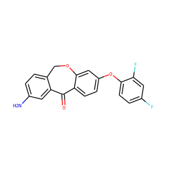 Nc1ccc2c(c1)C(=O)c1ccc(Oc3ccc(F)cc3F)cc1OC2 ZINC000103273305