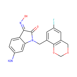 Nc1ccc2c(c1)N(Cc1cc(F)cc3c1OCOC3)C(=O)/C2=N\O ZINC000043076984