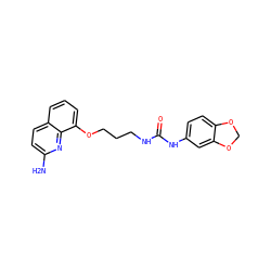 Nc1ccc2cccc(OCCCNC(=O)Nc3ccc4c(c3)OCO4)c2n1 ZINC000028383210