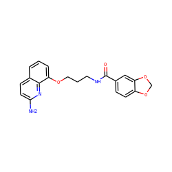 Nc1ccc2cccc(OCCCNC(=O)c3ccc4c(c3)OCO4)c2n1 ZINC000028383064