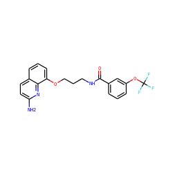 Nc1ccc2cccc(OCCCNC(=O)c3cccc(OC(F)(F)F)c3)c2n1 ZINC000028383602
