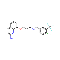 Nc1ccc2cccc(OCCCNCc3ccc(Cl)c(C(F)(F)F)c3)c2n1 ZINC000028390106
