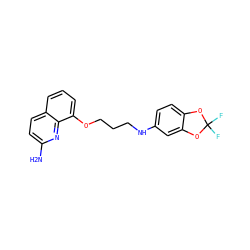Nc1ccc2cccc(OCCCNc3ccc4c(c3)OC(F)(F)O4)c2n1 ZINC000028385790
