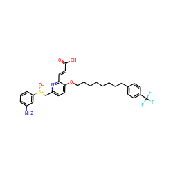 Nc1cccc([S@@+]([O-])Cc2ccc(OCCCCCCCCc3ccc(C(F)(F)F)cc3)c(/C=C/C(=O)O)n2)c1 ZINC000026989719