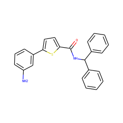 Nc1cccc(-c2ccc(C(=O)NC(c3ccccc3)c3ccccc3)s2)c1 ZINC000058582497