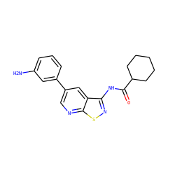 Nc1cccc(-c2cnc3snc(NC(=O)C4CCCCC4)c3c2)c1 ZINC000299821350