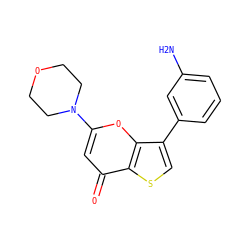 Nc1cccc(-c2csc3c(=O)cc(N4CCOCC4)oc23)c1 ZINC000101661841