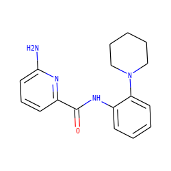 Nc1cccc(C(=O)Nc2ccccc2N2CCCCC2)n1 ZINC000103237670