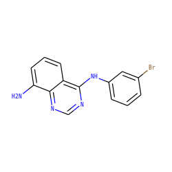 Nc1cccc2c(Nc3cccc(Br)c3)ncnc12 ZINC000003815343