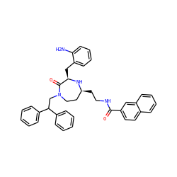 Nc1ccccc1C[C@H]1N[C@@H](CCNC(=O)c2ccc3ccccc3c2)CCN(CC(c2ccccc2)c2ccccc2)C1=O ZINC001772650188