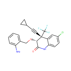 Nc1ccccc1CO[C@H]1C(=O)Nc2ccc(Cl)cc2[C@@]1(C#CC1CC1)C(F)(F)F ZINC000014944001
