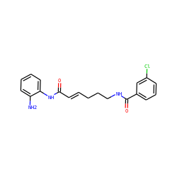 Nc1ccccc1NC(=O)/C=C/CCCNC(=O)c1cccc(Cl)c1 ZINC000117588647