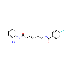 Nc1ccccc1NC(=O)C/C=C/CCNC(=O)c1ccc(F)cc1 ZINC000117588633