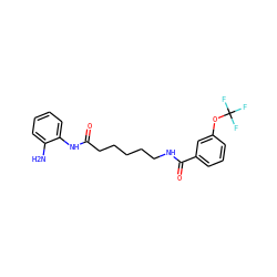 Nc1ccccc1NC(=O)CCCCCNC(=O)c1cccc(OC(F)(F)F)c1 ZINC000117586766