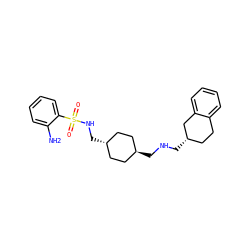 Nc1ccccc1S(=O)(=O)NC[C@H]1CC[C@H](CNC[C@H]2CCc3ccccc3C2)CC1 ZINC000253677896
