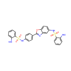 Nc1ccccc1S(=O)(=O)Nc1ccc(-c2nc3cc(NS(=O)(=O)c4ccccc4N)ccc3o2)cc1 ZINC001772622317