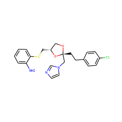 Nc1ccccc1SC[C@@H]1CO[C@](CCc2ccc(Cl)cc2)(Cn2ccnc2)O1 ZINC000028134464