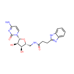 Nc1ccn([C@@H]2O[C@H](CNC(=O)CCc3nc4ccccc4[nH]3)[C@@H](O)[C@H]2O)c(=O)n1 ZINC000052544441
