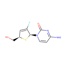 Nc1ccn([C@H]2S[C@@H](CO)C=C2F)c(=O)n1 ZINC000003584574