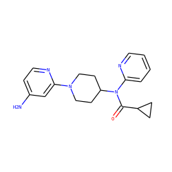 Nc1ccnc(N2CCC(N(C(=O)C3CC3)c3ccccn3)CC2)c1 ZINC000040956477