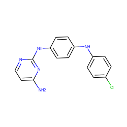 Nc1ccnc(Nc2ccc(Nc3ccc(Cl)cc3)cc2)n1 ZINC000084632751