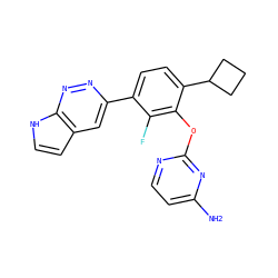 Nc1ccnc(Oc2c(C3CCC3)ccc(-c3cc4cc[nH]c4nn3)c2F)n1 ZINC000224576914