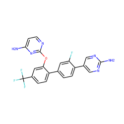 Nc1ccnc(Oc2cc(C(F)(F)F)ccc2-c2ccc(-c3cnc(N)nc3)c(F)c2)n1 ZINC000224810831