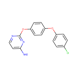 Nc1ccnc(Oc2ccc(Oc3ccc(Cl)cc3)cc2)n1 ZINC000084616960