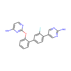 Nc1ccnc(Oc2ccccc2-c2ccc(-c3cnc(N)nc3)c(F)c2)n1 ZINC000224788135