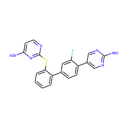 Nc1ccnc(Sc2ccccc2-c2ccc(-c3cnc(N)nc3)c(F)c2)n1 ZINC000224775985