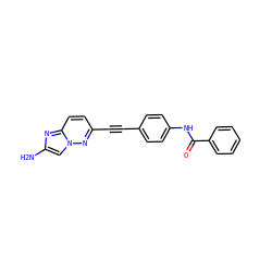 Nc1cn2nc(C#Cc3ccc(NC(=O)c4ccccc4)cc3)ccc2n1 ZINC001772592241