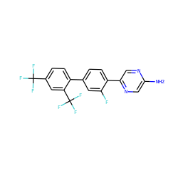 Nc1cnc(-c2ccc(-c3ccc(C(F)(F)F)cc3C(F)(F)F)cc2F)cn1 ZINC000224764296
