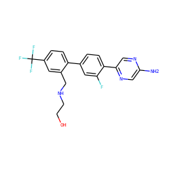 Nc1cnc(-c2ccc(-c3ccc(C(F)(F)F)cc3CNCCO)cc2F)cn1 ZINC000224717914