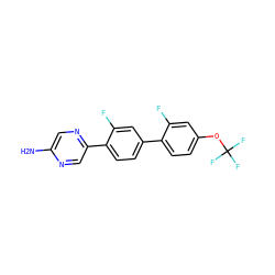 Nc1cnc(-c2ccc(-c3ccc(OC(F)(F)F)cc3F)cc2F)cn1 ZINC000224764987