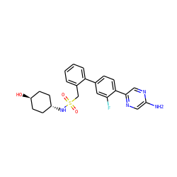 Nc1cnc(-c2ccc(-c3ccccc3CS(=O)(=O)N[C@H]3CC[C@H](O)CC3)cc2F)cn1 ZINC000473228777