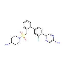 Nc1cnc(-c2ccc(-c3ccccc3CS(=O)(=O)N3CCC(N)CC3)cc2F)cn1 ZINC000224765592