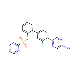 Nc1cnc(-c2ccc(-c3ccccc3CS(=O)(=O)c3ncccn3)cc2F)cn1 ZINC000224802959