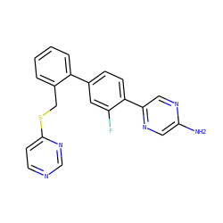 Nc1cnc(-c2ccc(-c3ccccc3CSc3ccncn3)cc2F)cn1 ZINC000224744927