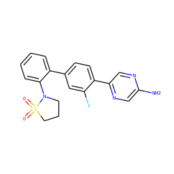 Nc1cnc(-c2ccc(-c3ccccc3N3CCCS3(=O)=O)cc2F)cn1 ZINC000224792171